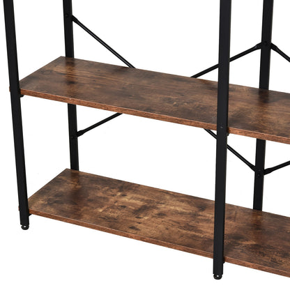 3-Tier Industrial Style Shelf Metal Frame Smooth Shelves Adjustable Feet Home Office Display Storage Unit Sleek 76x120cm Brown