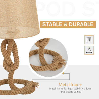 Homcom Nautical Style Table Lamp With Fabric Lampshade Metal Frame Power Switch