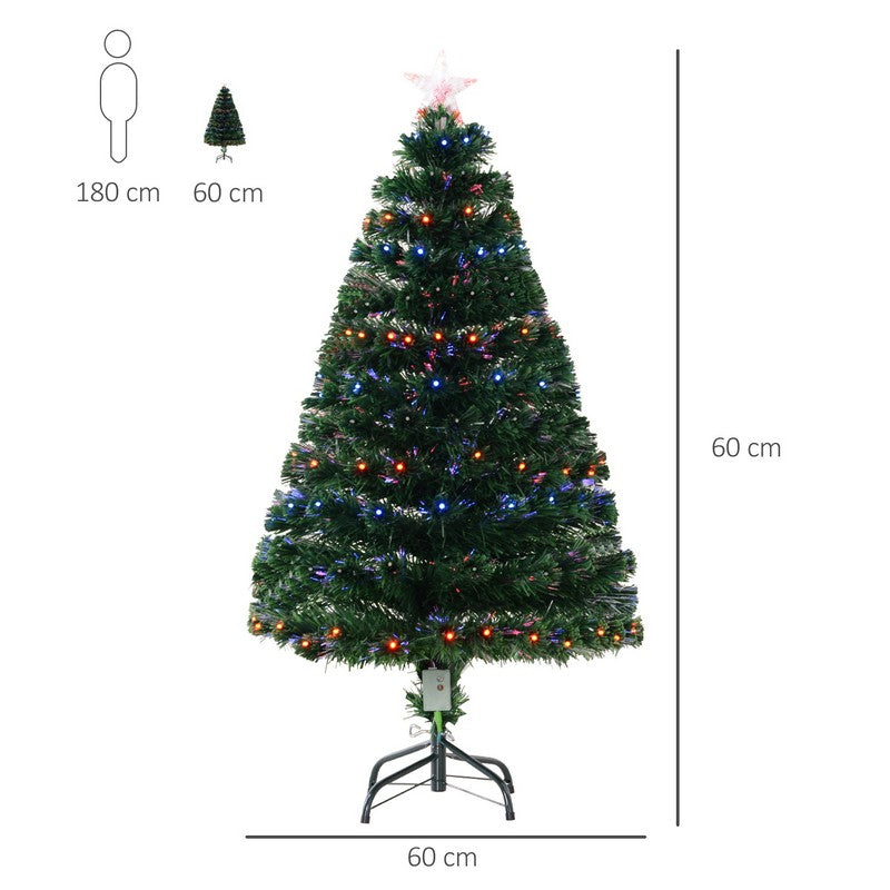 4 Foot Prelit Artificial Christmas Tree with Multi-Coloured Fiber Optic LED Light