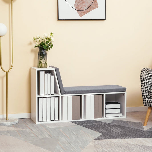 Bookcase Storage Shelf with Cushioned Reading Seat