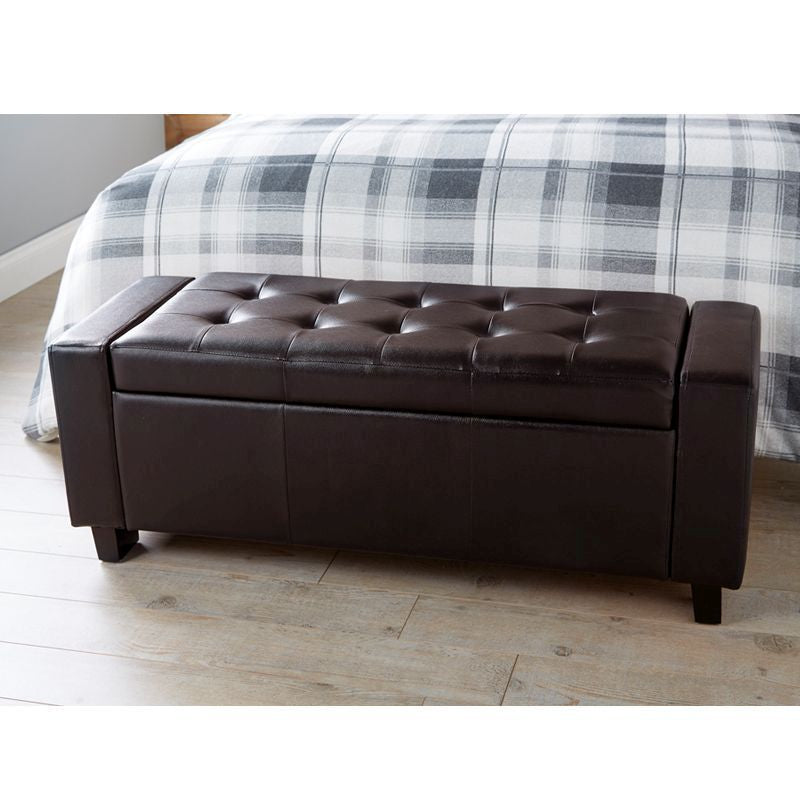 GFW Verona Large Ottoman Faux Leather Brown 1 Door