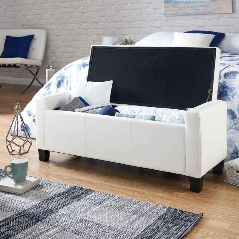 GFW Verona Large Ottoman Faux Leather White 1 Door