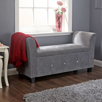 Verona Window Seat Wood & Fabric Grey