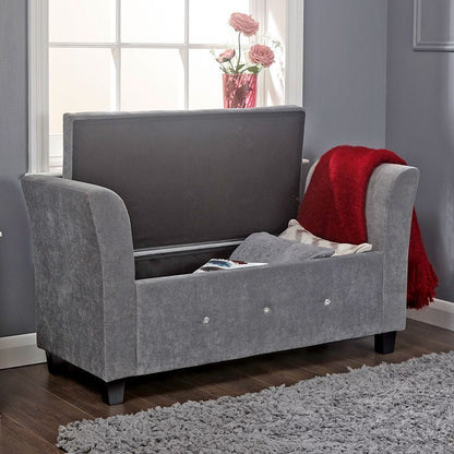 Verona Window Seat Wood & Fabric Grey