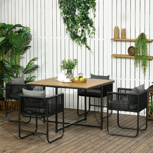 Patio 5-Piece PE Rattan Dining Set