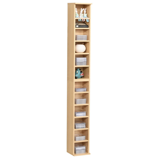 12-Shelf Tall Media Storage Unit - Wood-Effect