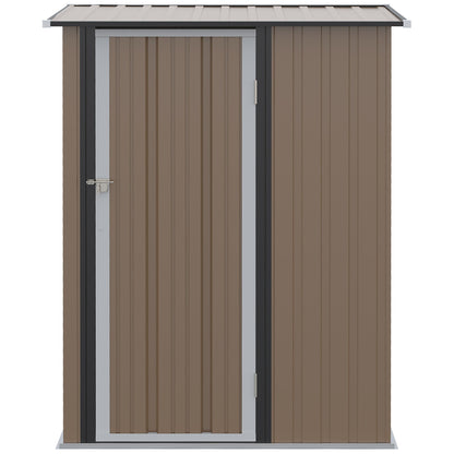 Galvanised 5 x 3' Single Door Pent Garden Store Lockable Steel Brown by Steadfast