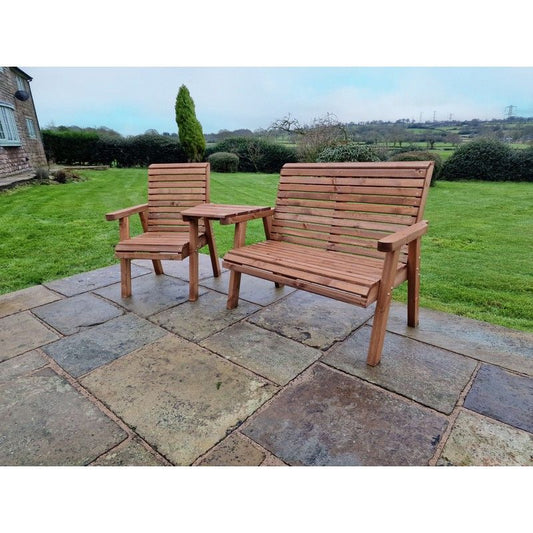 Croft Swedish Redwood Angled Garden Tete a Tete by Croft - 3 Seats