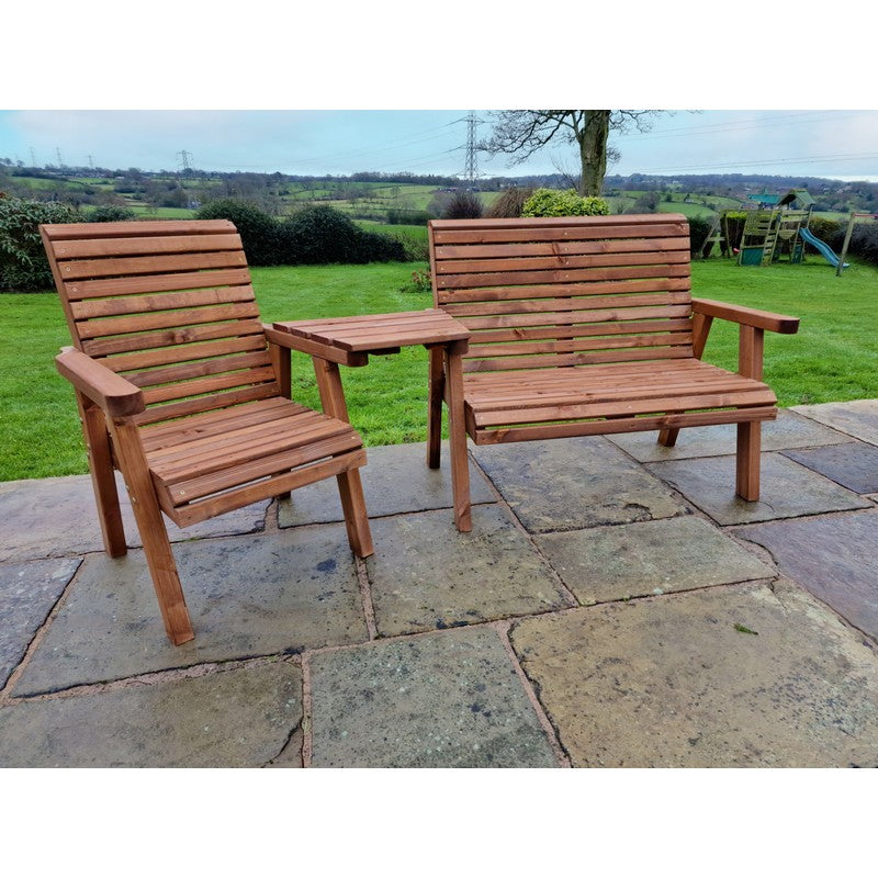 Croft Swedish Redwood Angled Garden Tete a Tete by Croft - 3 Seats