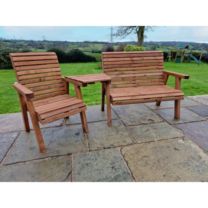 Croft Swedish Redwood Angled Garden Tete a Tete by Croft - 3 Seats