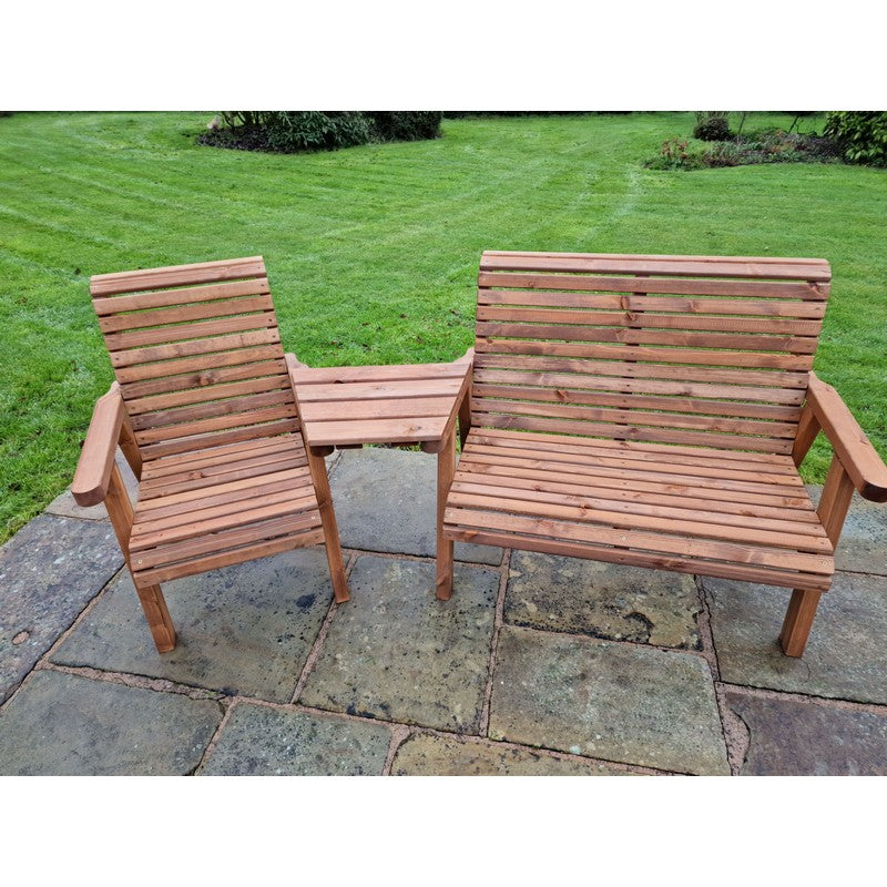 Croft Swedish Redwood Angled Garden Tete a Tete by Croft - 3 Seats