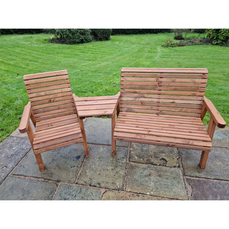 Croft Swedish Redwood Angled Garden Tete a Tete by Croft - 3 Seats