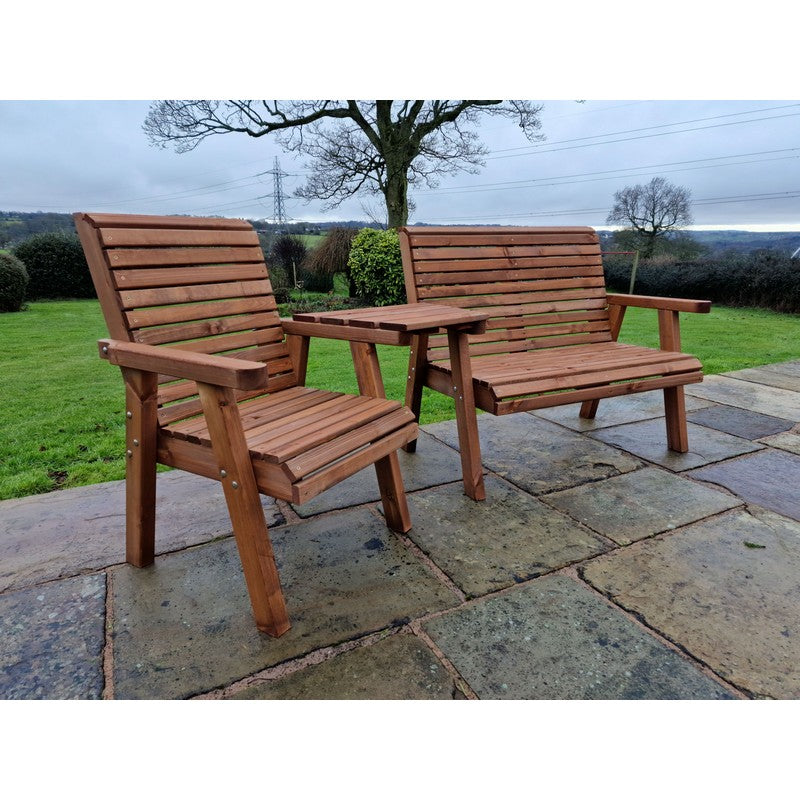 Croft Swedish Redwood Angled Garden Tete a Tete by Croft - 3 Seats