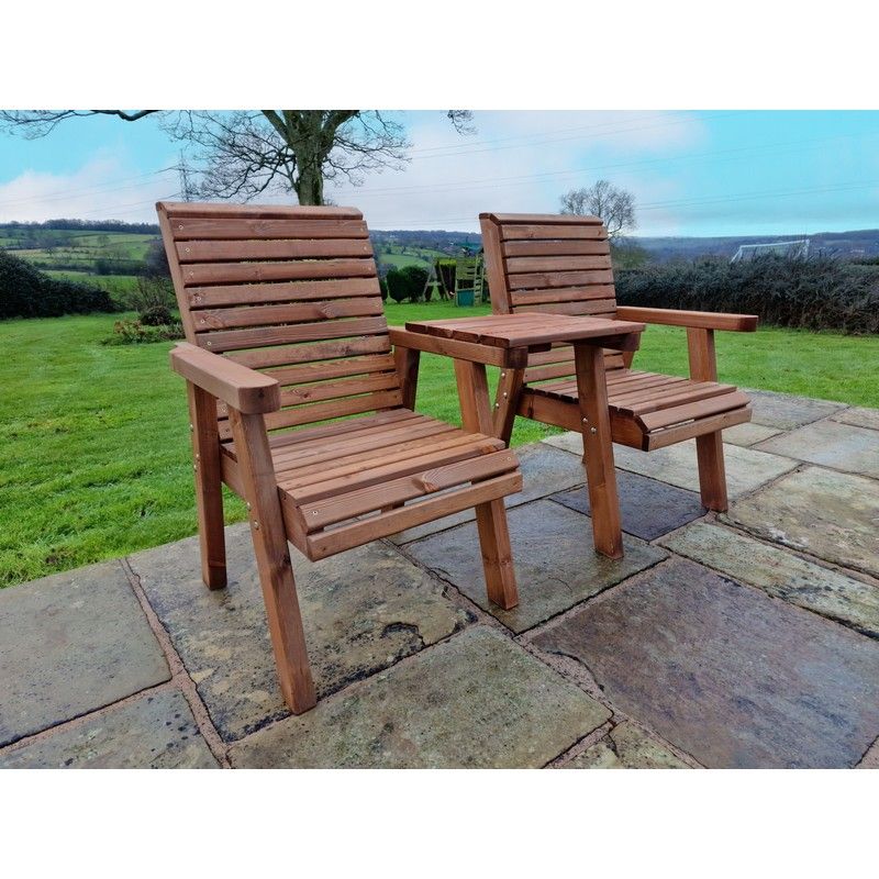 Croft Swedish Redwood Straight Garden Tete a Tete by Croft - 2 Seats