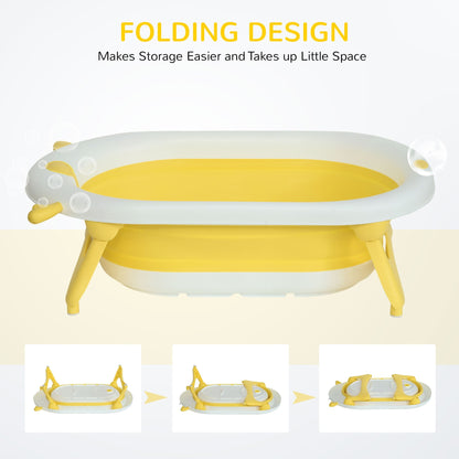 Foldable Portable Baby Bath Tub w/ Temperature-Induced Water Plug for 0-3 years