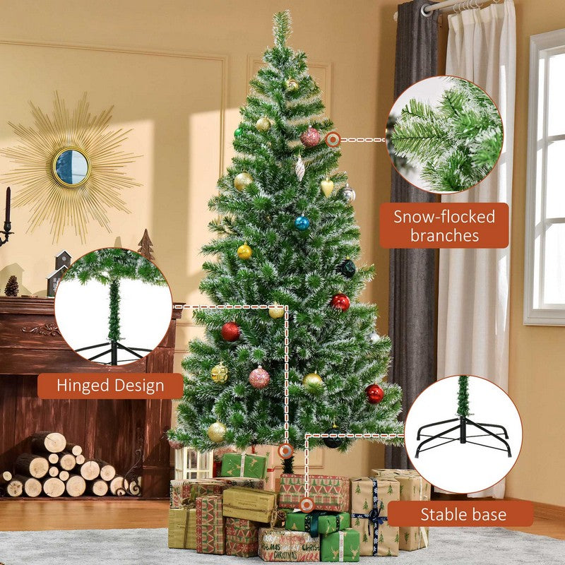 Homcom 7 Foot Indoor Christmas Tree Artificial Decoration Xmas Gift with Metal Stand Branch Tips