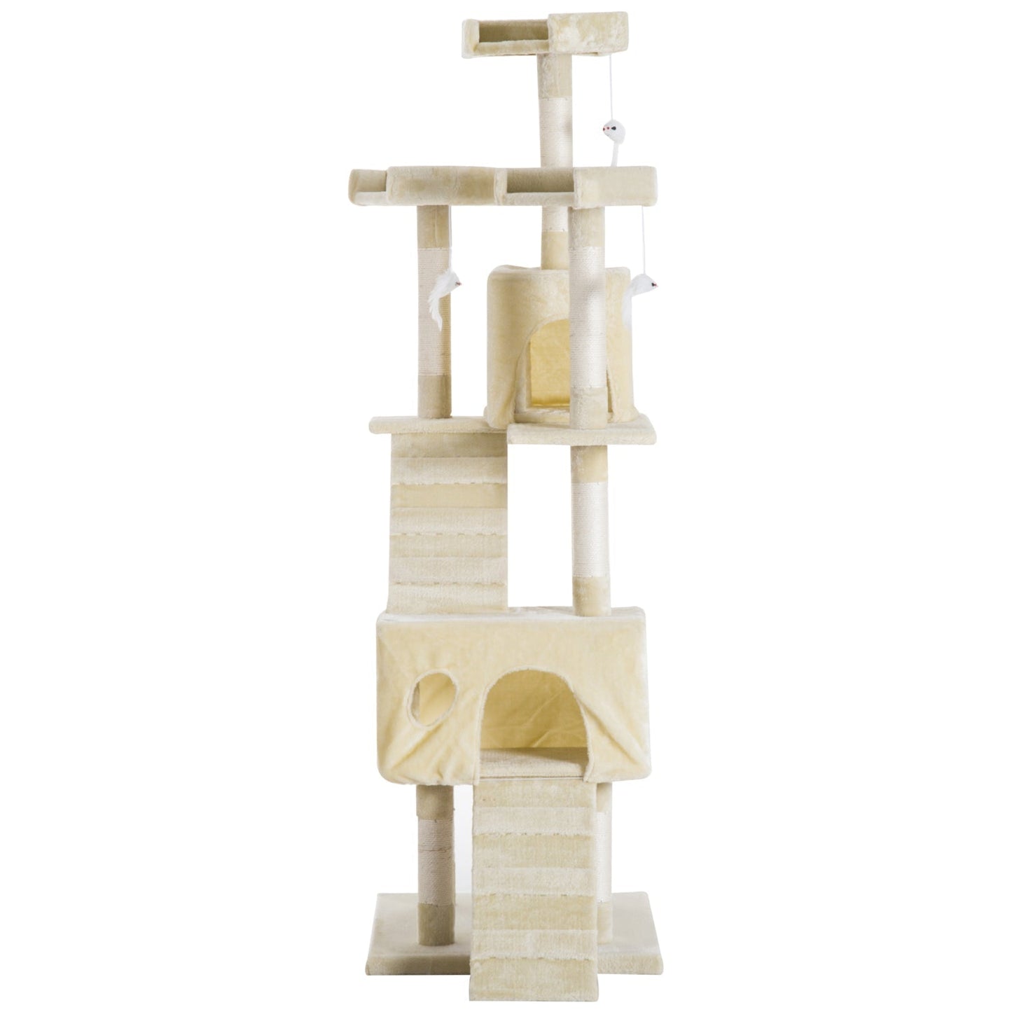 PawHut Cat Tree Scratching Post 27L27W28.5H cm-Beige