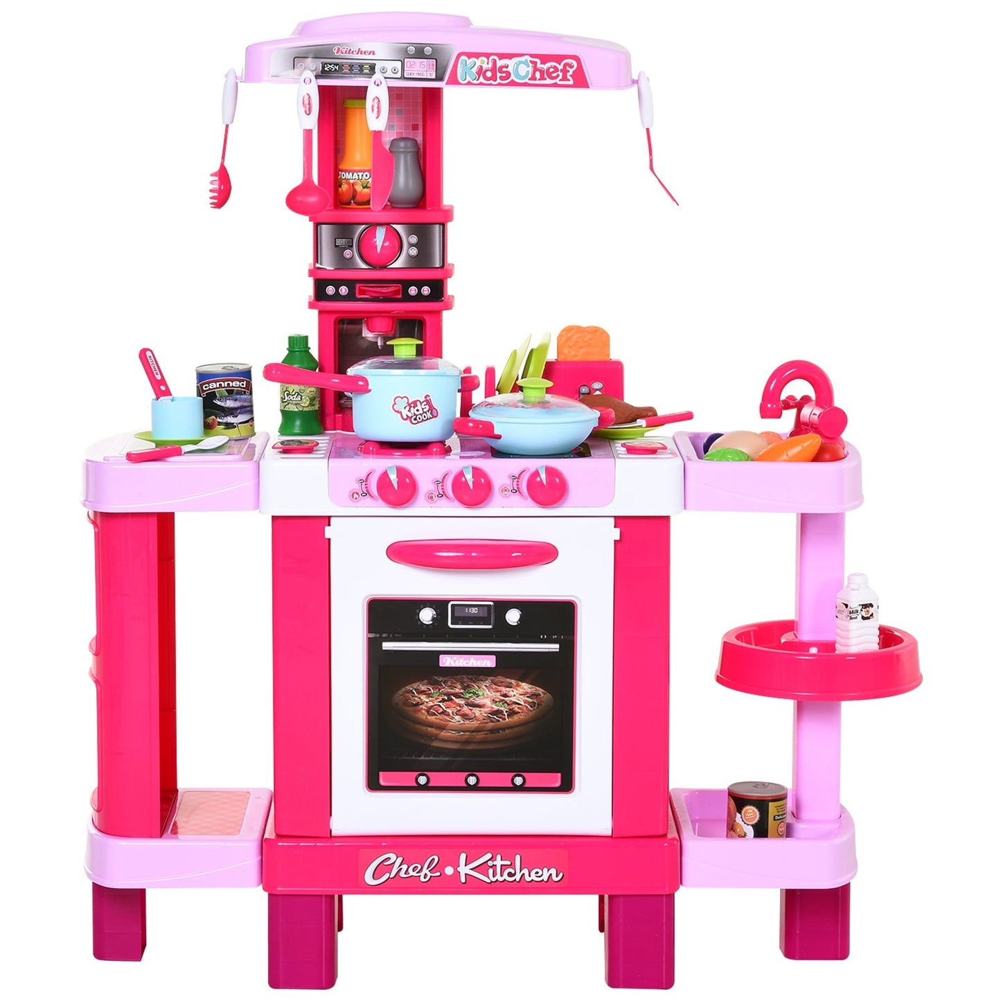 Kids 38-Piece Plastic Kitchen Play Set w/ Light & Sound Effects Pink