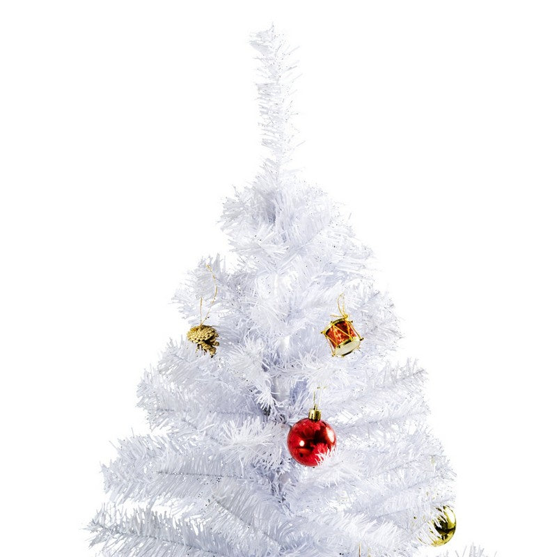 Homcom 6 Foot Artificial Christmas Tree with Metal Stand Decorations Home Seasonal Elegant Faux White