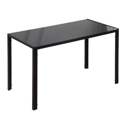 Modern Rectangular Dining Table for 4 People Glass Kitchen Table with Tempered Glass Top and Metal Legs for Dining Room