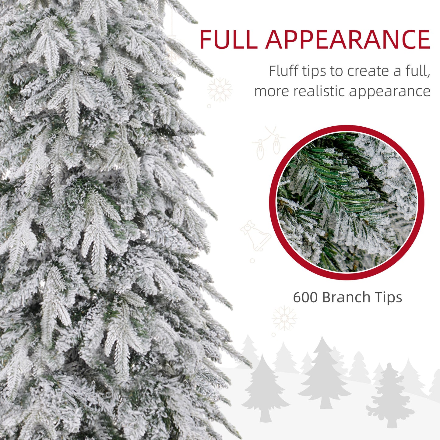 6ft Slim Christmas Tree Artificial - White Frosted Green Slim  600 Tips