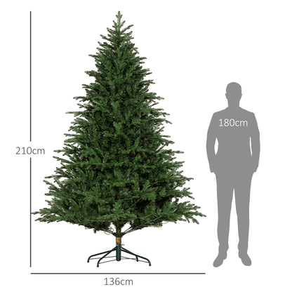 7ft Prelit Christmas Tree Artificial - Dark Green with LED Lights Multicoloured 2593 Tips