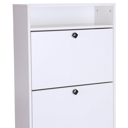 Homcom Three-Tipping Drawer Shoe Storage Cabinet - White