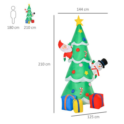 Homcom 7 Foot Christmas Inflatable Tree LED Lighted for Indoor Outdoor Decoration - Green