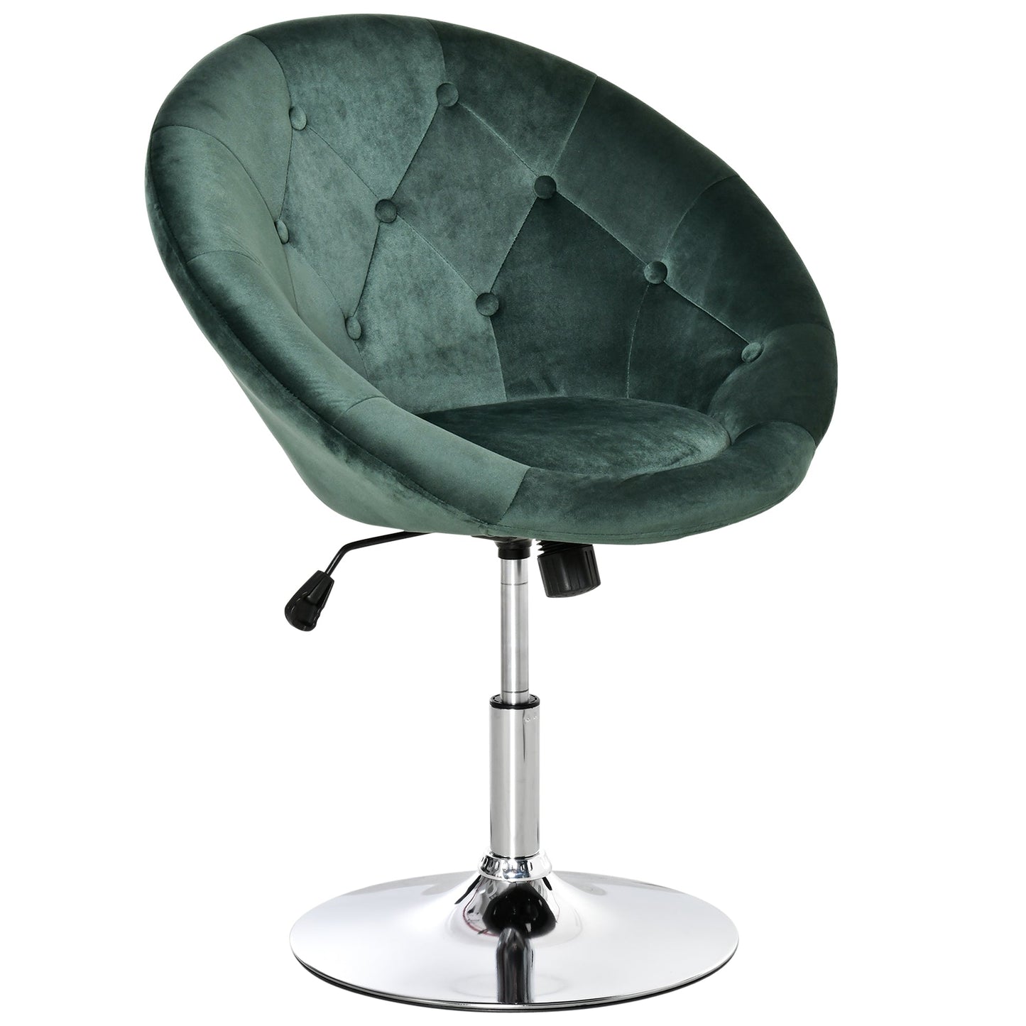 Modern Dining Height Bar Stool Velvet-Touch Tufted Fabric Adjustable Height Armless Tub Chair with Swivel Seat