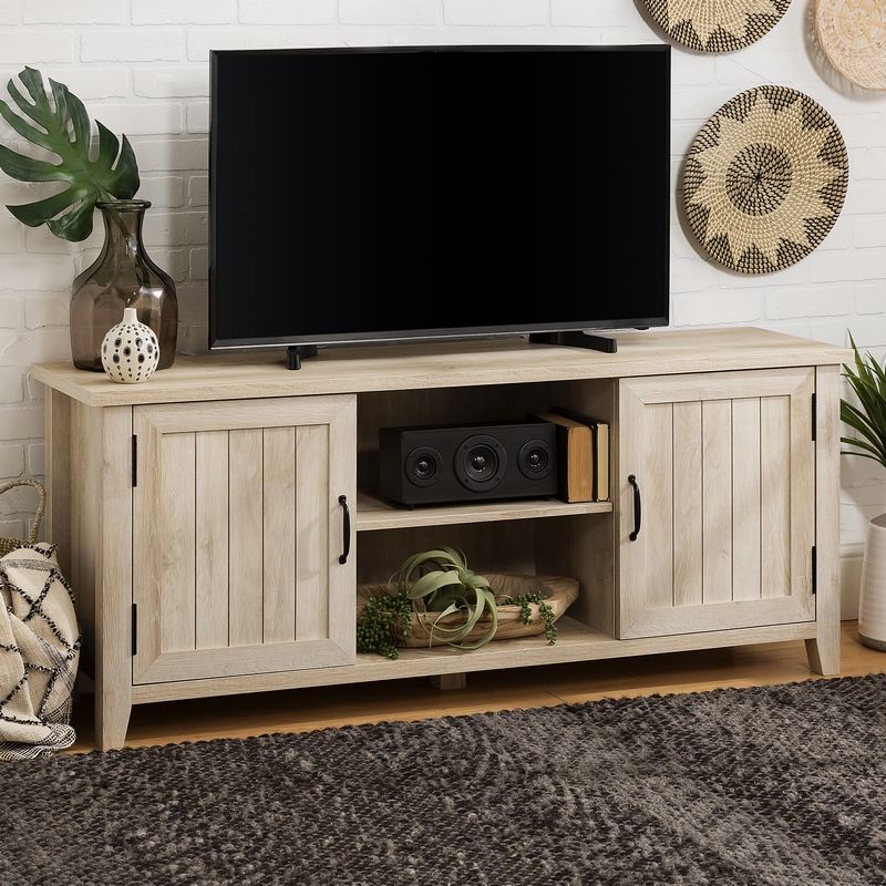 Norfolk Furniture Rustic TV Unit Light Brown 6 Shelves 2 Doors