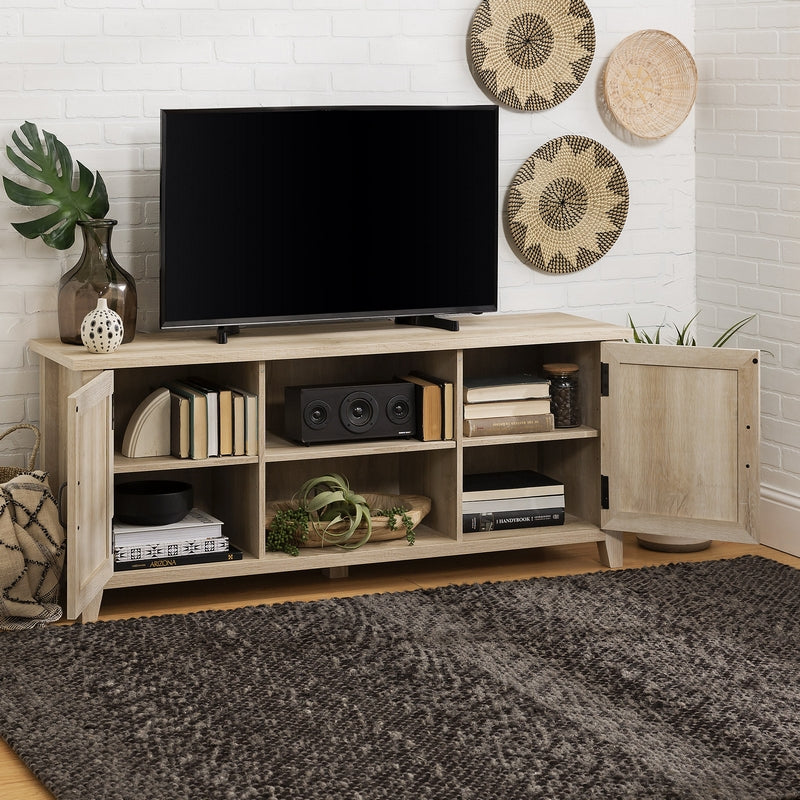 Norfolk Furniture Rustic TV Unit Light Brown 6 Shelves 2 Doors