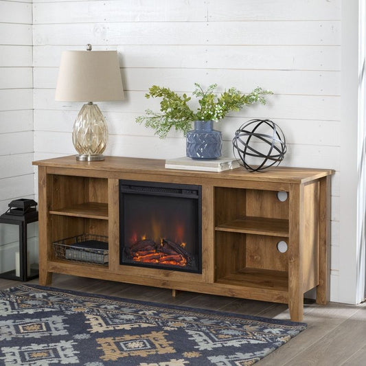 Norfolk Furniture Faux Fire Large Sideboard Brown 4 Shelves