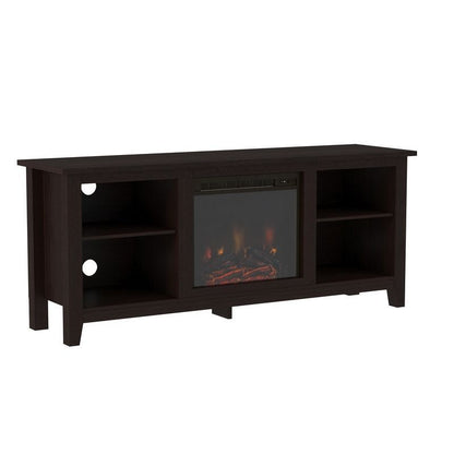 Norfolk Furniture Faux Fire TV Unit Dark Brown 4 Shelves