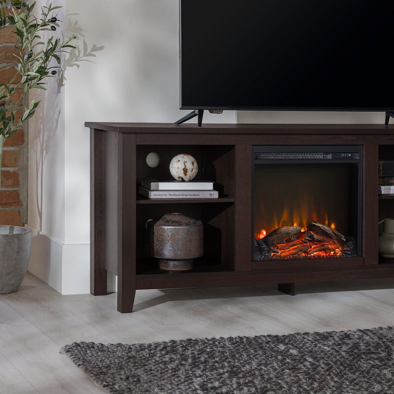 Norfolk Furniture Faux Fire TV Unit Dark Brown 4 Shelves