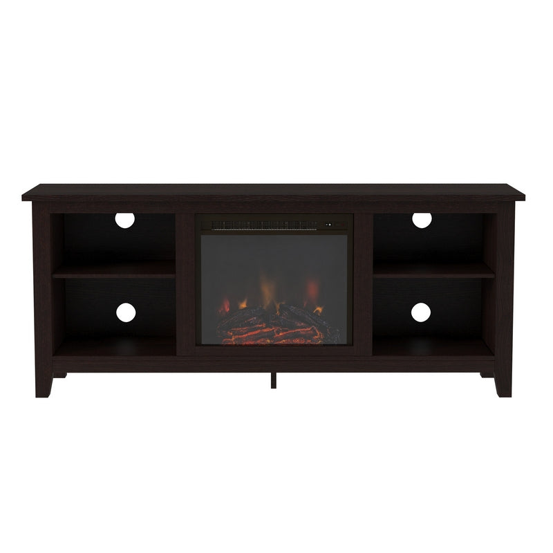 Norfolk Furniture Faux Fire TV Unit Dark Brown 4 Shelves