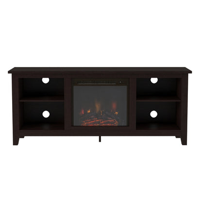 Norfolk Furniture Faux Fire TV Unit Dark Brown 4 Shelves