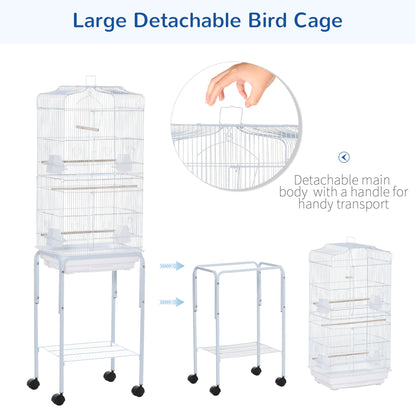 Grille 153cm Bird Cage Wheeled White by Pawhut