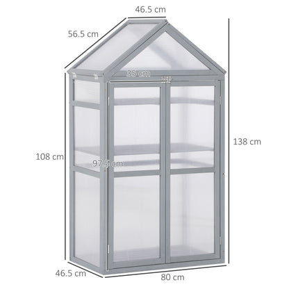 80 x 47 x 138cm Garden Cold Frame Polycarbonate Greenhouse with Adjustable Shelves