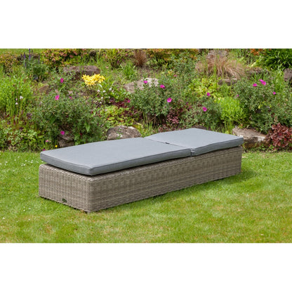 Royalcraft Wentworth Rattan Garden Patio Sun Lounger by Royalcraft with Grey Cushions