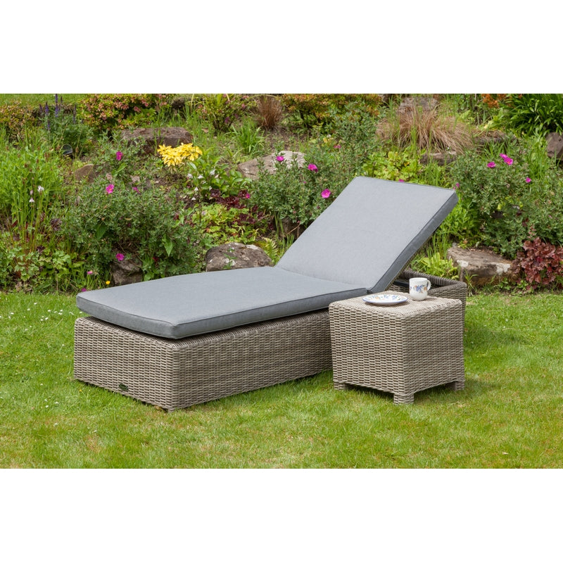 Royalcraft Wentworth Rattan Garden Patio Sun Lounger by Royalcraft with Grey Cushions