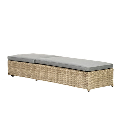 Royalcraft Wentworth Rattan Garden Patio Sun Lounger by Royalcraft with Grey Cushions