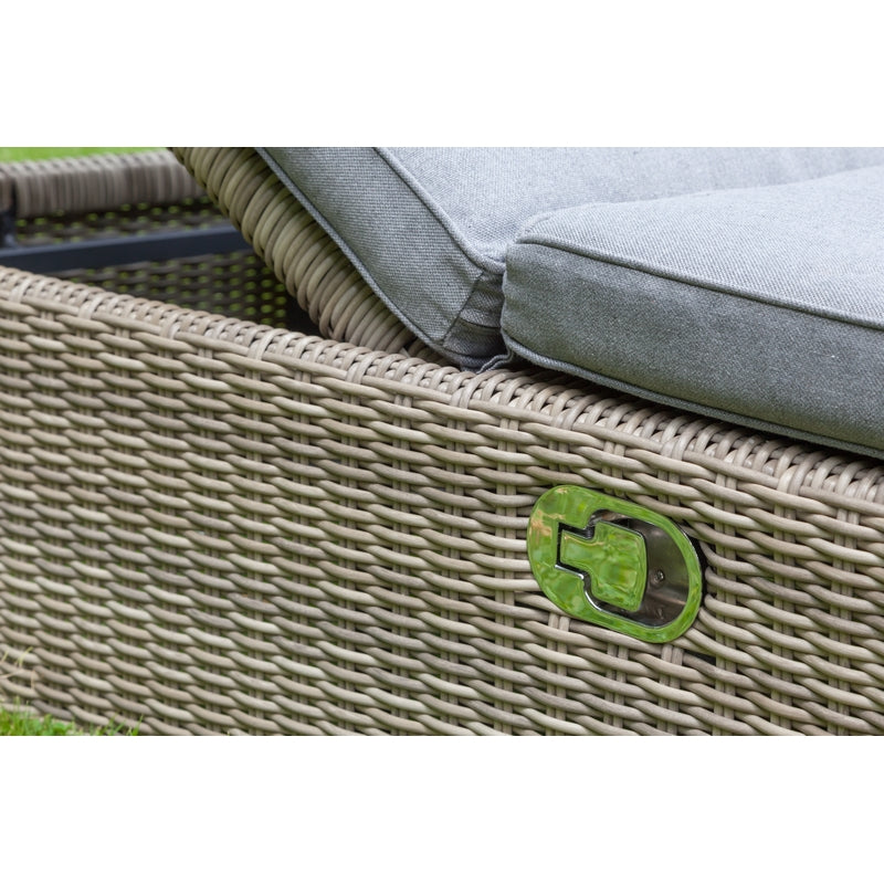 Royalcraft Wentworth Rattan Garden Patio Sun Lounger by Royalcraft with Grey Cushions