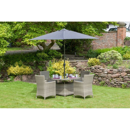 Wentworth Rattan Garden Patio Dining Set by Royalcraft - 4 Seats Grey Cushions