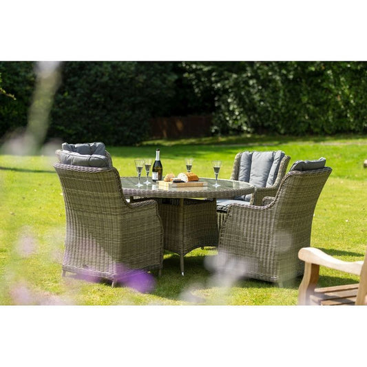 Royalcraft Wentworth Rattan Garden Patio Dining Set by Royalcraft - 4 Seats Grey Cushions