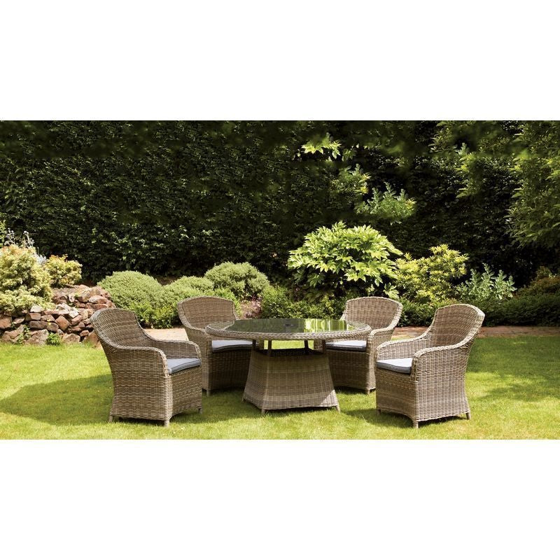 Royalcraft Wentworth Rattan Garden Patio Dining Set by Royalcraft - 4 Seats Grey Cushions