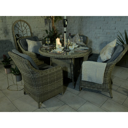 Royalcraft Wentworth Rattan Garden Patio Dining Set by Royalcraft - 4 Seats Grey Cushions