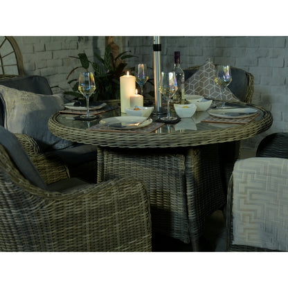 Royalcraft Wentworth Rattan Garden Patio Dining Set by Royalcraft - 4 Seats Grey Cushions