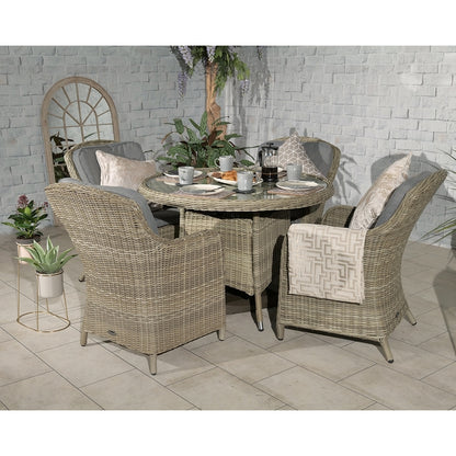 Royalcraft Wentworth Rattan Garden Patio Dining Set by Royalcraft - 4 Seats Grey Cushions