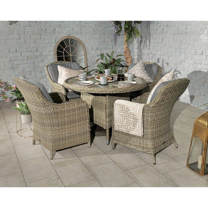 Royalcraft Wentworth Rattan Garden Patio Dining Set by Royalcraft - 4 Seats Grey Cushions