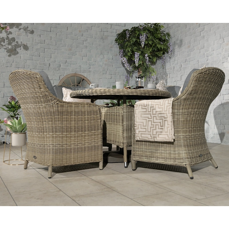 Royalcraft Wentworth Rattan Garden Patio Dining Set by Royalcraft - 4 Seats Grey Cushions